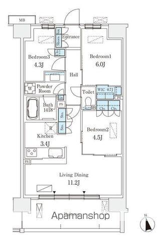 スカイグランデ津田沼(3LDK/3階)の間取り写真