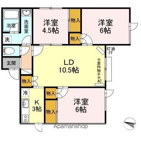 レスタシオン元町 壱弐参四番館(3LDK/1階)の間取り写真