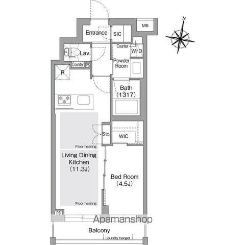 コンフォリア・リヴ東中野(1LDK/3階)の間取り写真