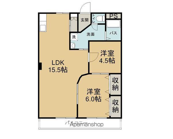 アサヒパレス川之江A棟(2LDK/1階)の間取り写真