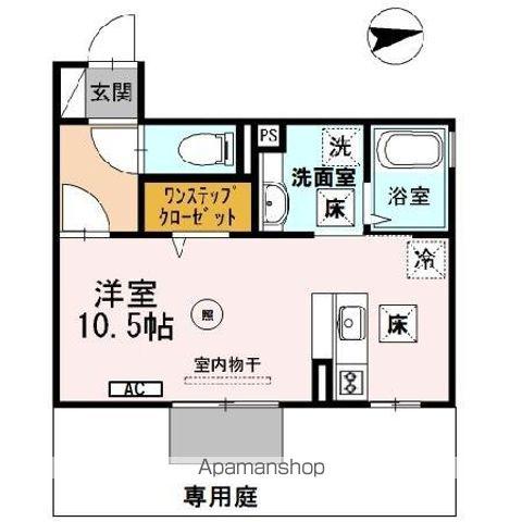 D-ROOM フィット(ワンルーム/1階)の間取り写真