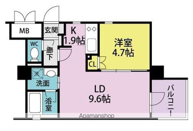 ピネータテラス武庫之荘(1LDK/4階)の間取り写真