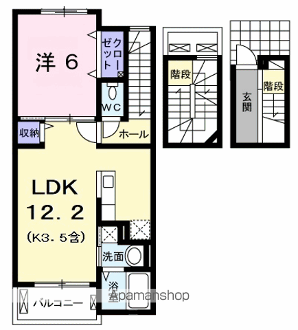 ハノーバー Ⅱ(1LDK/3階)の間取り写真