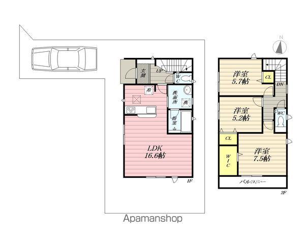 西武池袋・豊島線 大泉学園駅 バス乗車時間：18分 大泉風致地区バス停で下車 徒歩14分 2階建 築2年(3LDK)の間取り写真