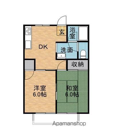 野口城山コーポ(2DK/1階)の間取り写真