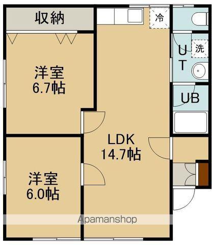 コーポすみれB棟(2LDK/1階)の間取り写真