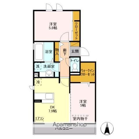 CASA BONITA(2DK/3階)の間取り写真