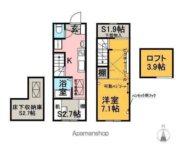 ハーベスト(1K)の間取り写真
