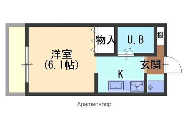 ハイツフラッパーズB棟(1K/2階)の間取り写真