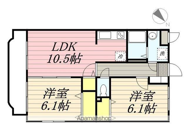 グリーンローズ二番館(2LDK/2階)の間取り写真