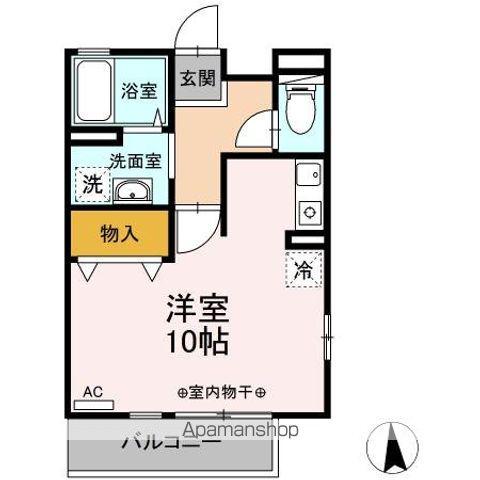 シンパティーアB(ワンルーム/2階)の間取り写真