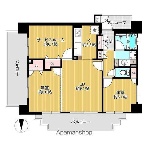 ビルド・モアー住吉・長居(2SLDK/2階)の間取り写真