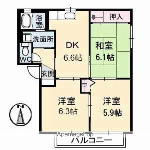 シャーメゾンラヴィ F棟(3DK/2階)の間取り写真