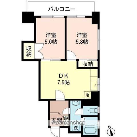 横山ビル(2DK/6階)の間取り写真