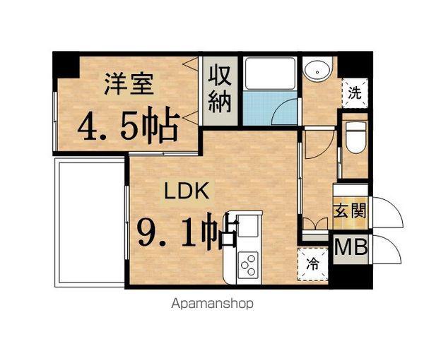 アルカス聖蹟Ⅱ(1LDK/4階)の間取り写真