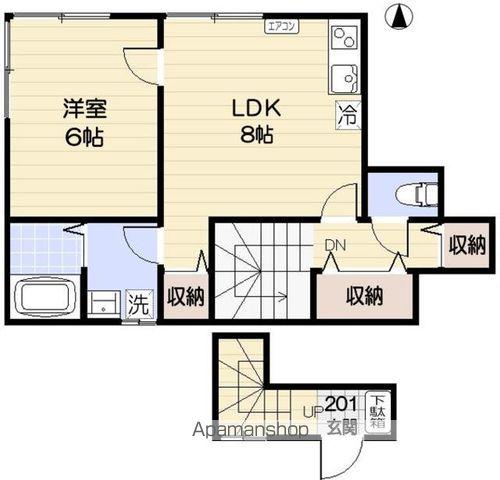 KE-HOUSE(1LDK/2階)の間取り写真