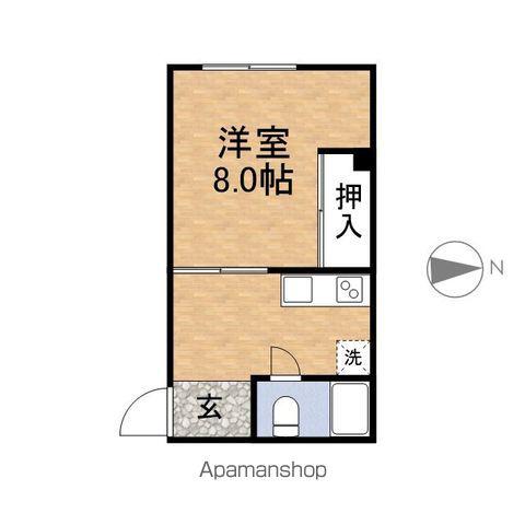ハッピーハウス(1K/2階)の間取り写真
