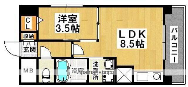 メトロあびこ筋(1LDK/3階)の間取り写真