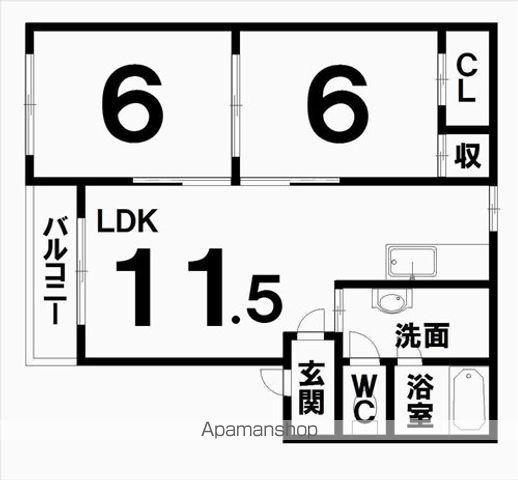 プリオール公園下町(2LDK/1階)の間取り写真