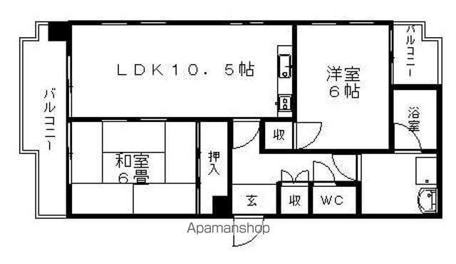 スカイハイム志賀(2LDK/8階)の間取り写真