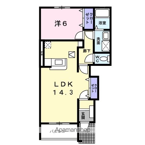 がーでんはうすY Ⅰ(1LDK/1階)の間取り写真