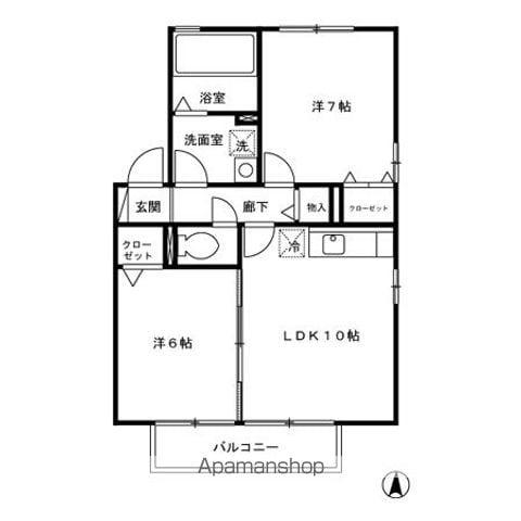 リビングタウン桜田南B(2LDK/2階)の間取り写真