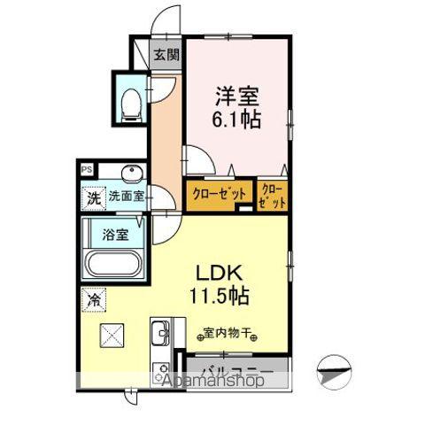 アズーリ(1LDK/1階)の間取り写真