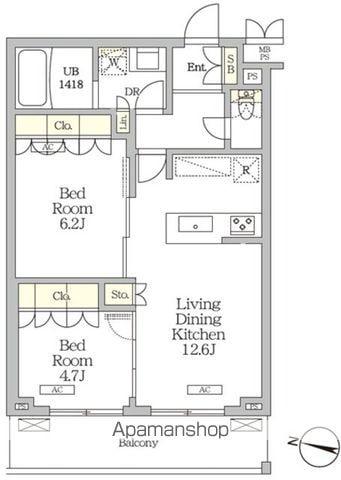 ミレーネ滝野川(2LDK/4階)の間取り写真