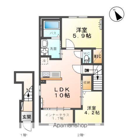 CLOCHETTE(2LDK/2階)の間取り写真