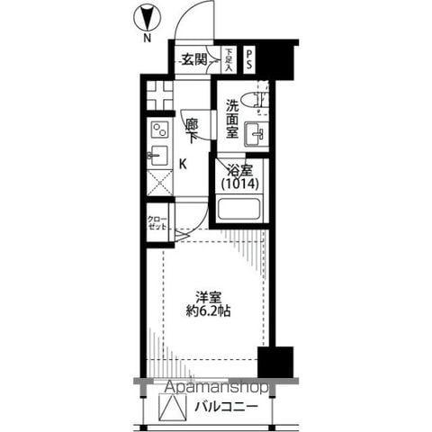 プレール・ドゥーク早稲田Ⅱ(1K/6階)の間取り写真