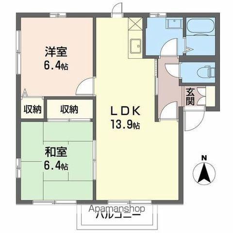 パークハイツ若宮(2LDK/2階)の間取り写真