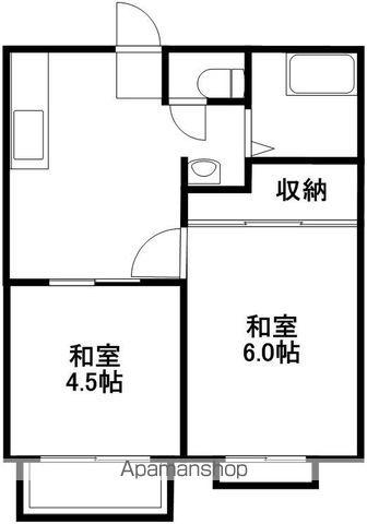 北川ハイツ(2DK/2階)の間取り写真