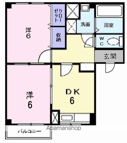 ボンディールI(2DK/1階)の間取り写真