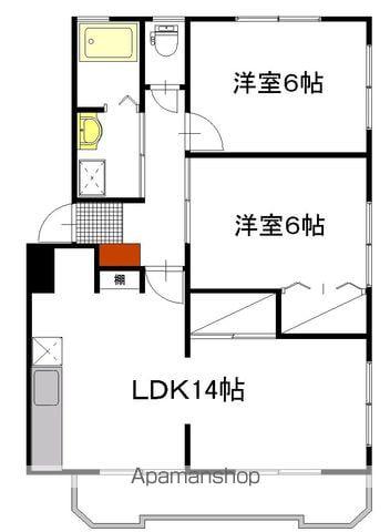 田彦ハイツ B棟(2LDK/3階)の間取り写真
