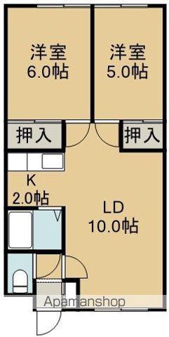 龍雲荘(2LDK/2階)の間取り写真
