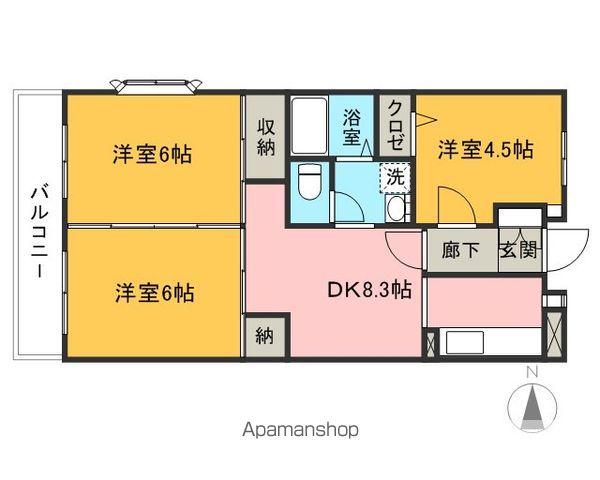 クレセールK(3DK/2階)の間取り写真
