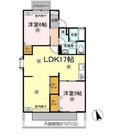 グランディール上久保B棟(3LDK/1階)の間取り写真
