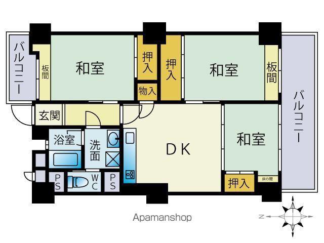 西新ビル(3DK/11階)の間取り写真