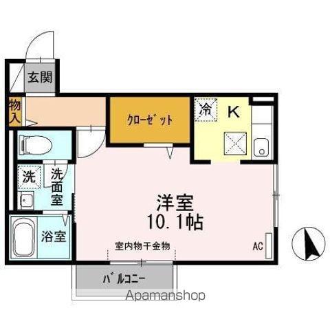 アザレアコートアミカB(1K/1階)の間取り写真