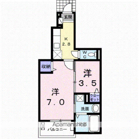 マッシュルーム(2K/1階)の間取り写真
