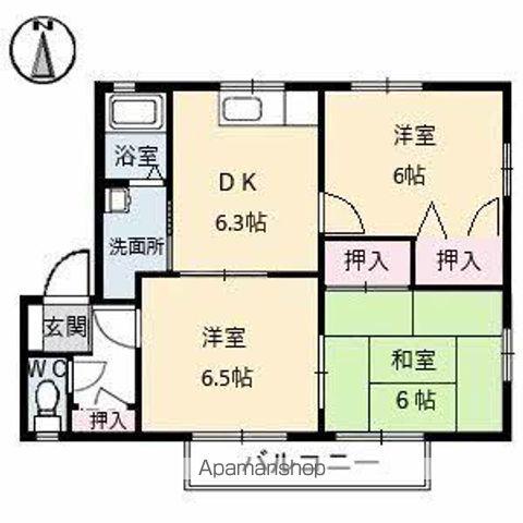 アートウインドウA棟(3DK/2階)の間取り写真