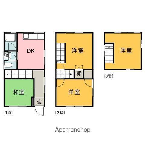 山陽本線 新白島駅(ＪＲ) 徒歩3分 2階建 築56年(3DK)の間取り写真