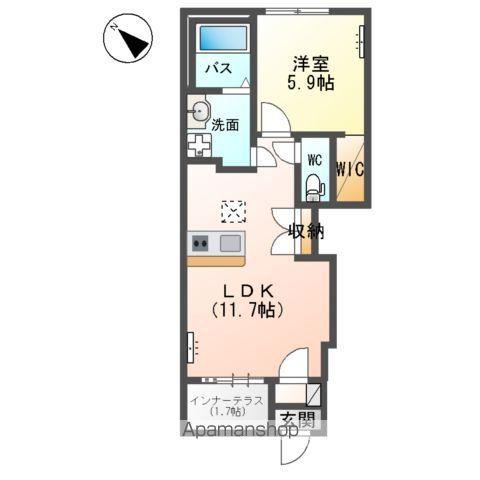 阿見町岡崎アパート(1LDK/1階)の間取り写真