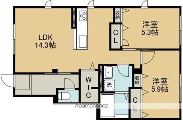 カーサラルバA(2LDK/1階)の間取り写真