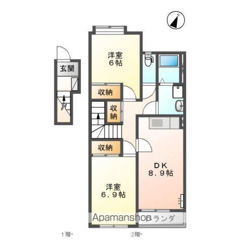 グランベル弐番館(2DK/2階)の間取り写真