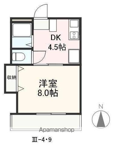 クレイドル安田Ⅲ・Ⅳ(1DK/2階)の間取り写真