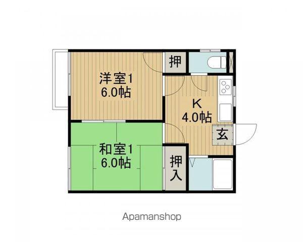 ハイツおくの(2K/2階)の間取り写真