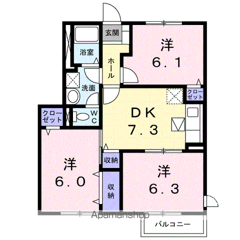 エグランディーヌA(3DK/1階)の間取り写真