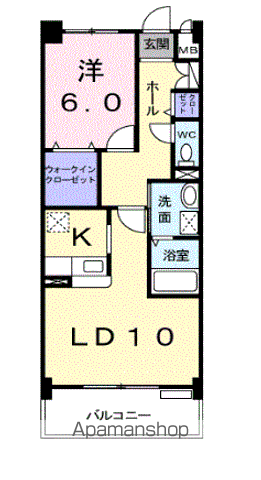 グローリープレース(1LDK/2階)の間取り写真