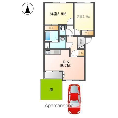 ル エリアント カーサ(2DK/1階)の間取り写真